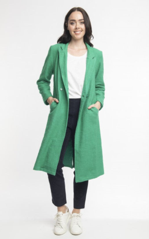 Solid green long coat