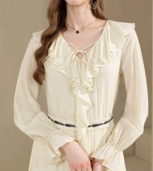 Cream Tencil Frill blouse