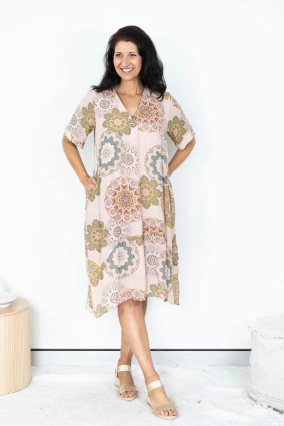 Boho print detail dress