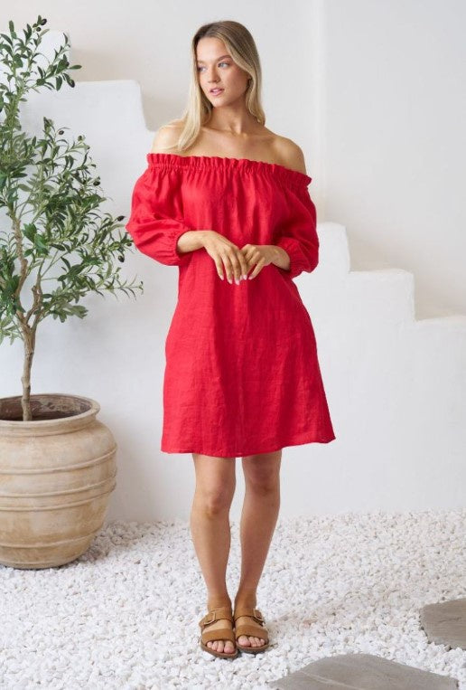 Marsh Hot red linen dress