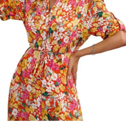 Orange/pink pretty floral dress