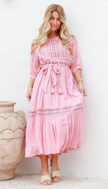 Maxi lace Dress Musk