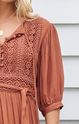 Maxi Lace dress Chocolate vintage
