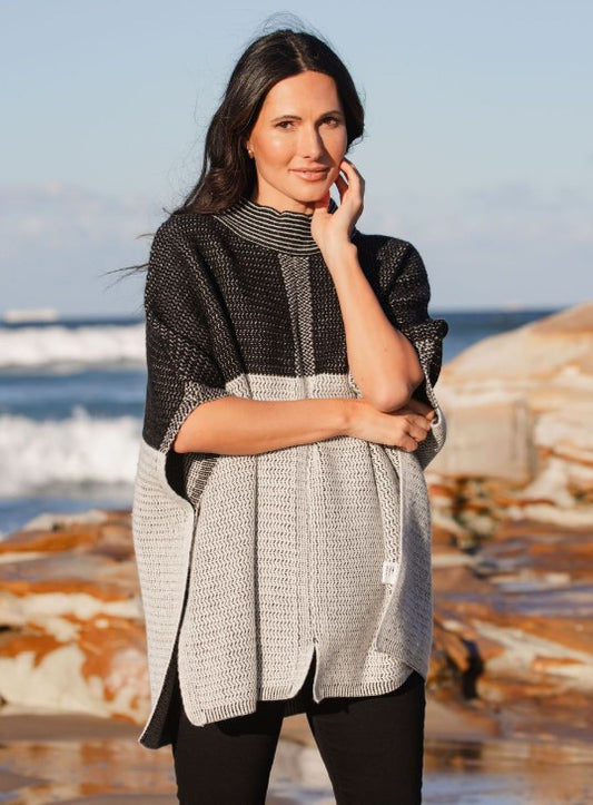 Silver/black Poncho