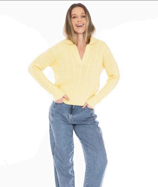 Lemon Mustard Collared pullover