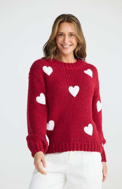 RED chilli Heart on sleeve jumper