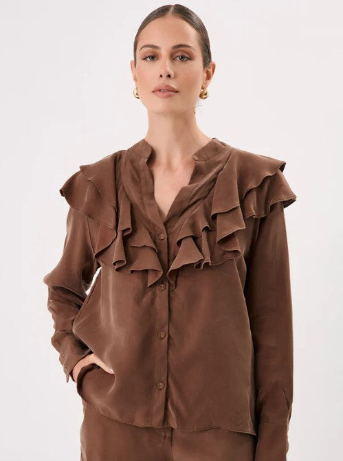 Chocolate Micky frilled shirt