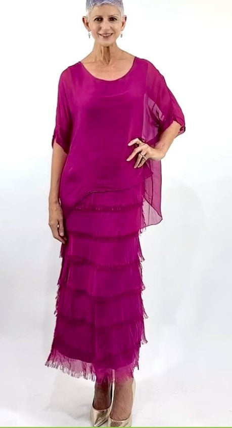 Hot pink silk dress