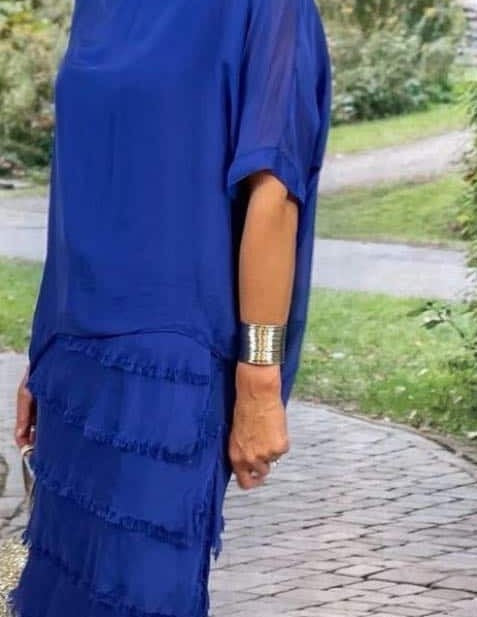 Blue silk la strada dress