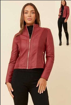 Classic Rusty Red Pleather Jacket