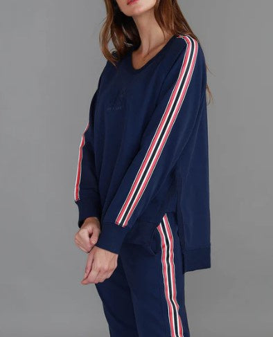 Thea Navy Stripe Cotton Sweater