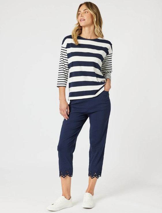 Fleur Cotton Navy Pants