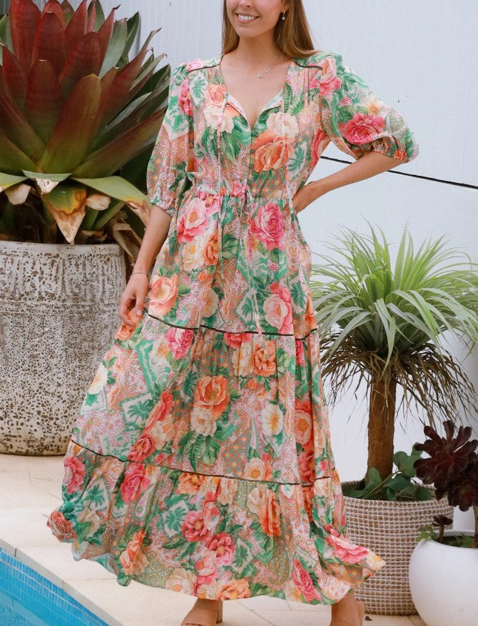 Raya Apricot Maxi dress