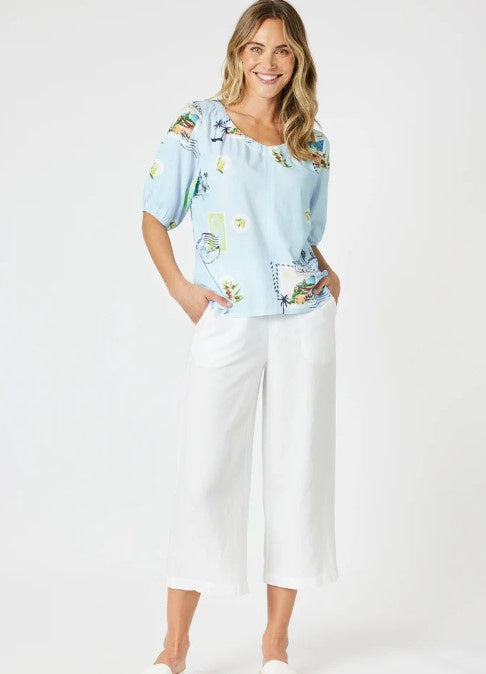 Lino wide leg white pant