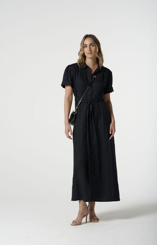 GC S/S Deep Navy cotton shirt dress