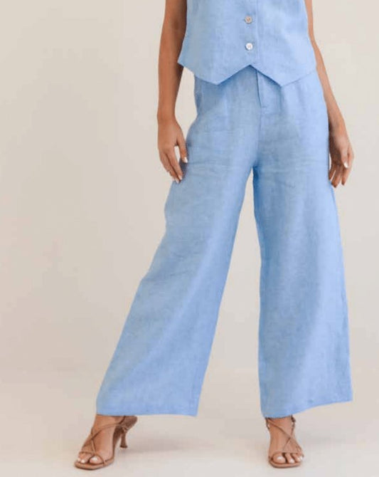 Wide leg Chambray linen Pants