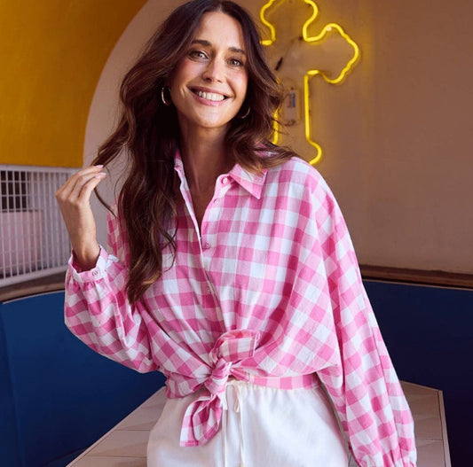 Pink Cotton Gingham shirt