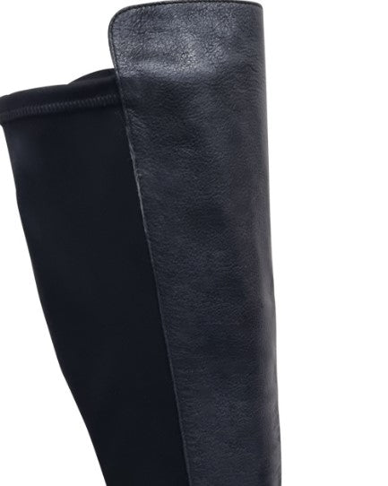 Black leather high boots