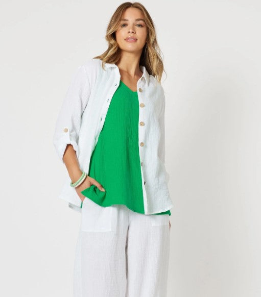 Textured white buttoned shirt