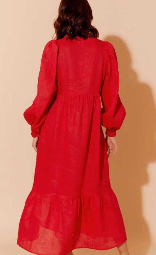 Viven hot RED Linen dress