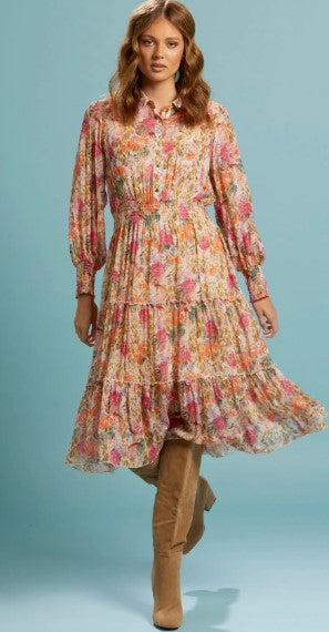 Vintage floral pink dress