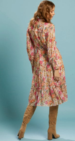 Vintage floral pink dress