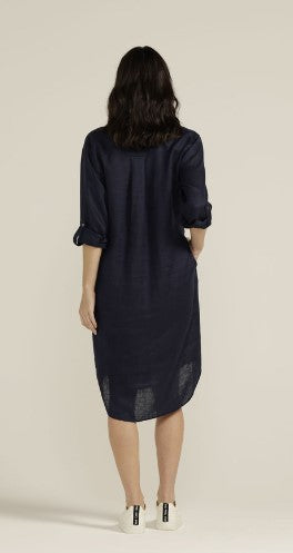 Navy but linen dress