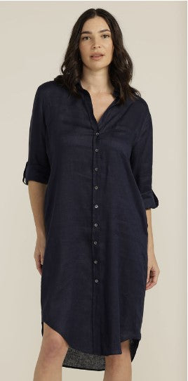 Navy but linen dress