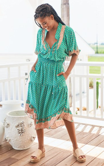 Jade Print Jasmine Midi Dress