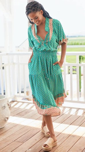 Jade Print Jasmine Midi Dress