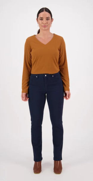 Slim navy knit jean