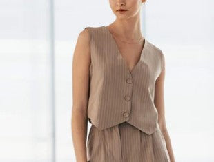 Natural Pinstripe Vest