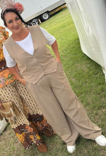 Natural Pinstripe Vest