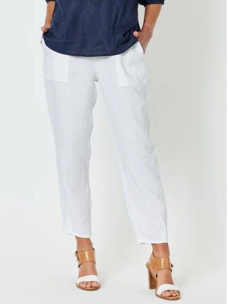 Ribbed white Linen pants