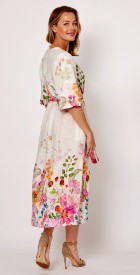 Linen cream/pink dress