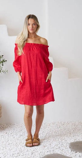 Marsh Hot red linen dress