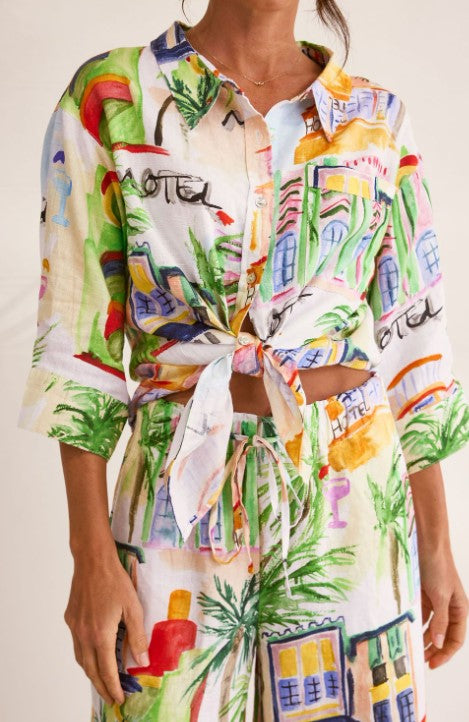 Motel Print collared shirt