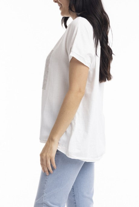 Embellished white top