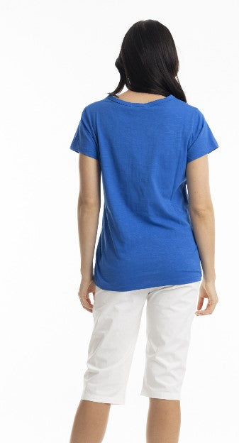 Electric blue V tee