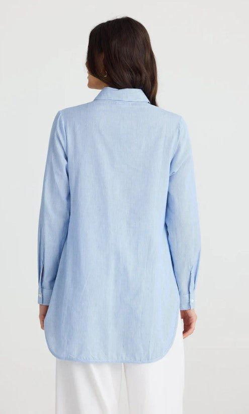 Blue pinestripe blouse