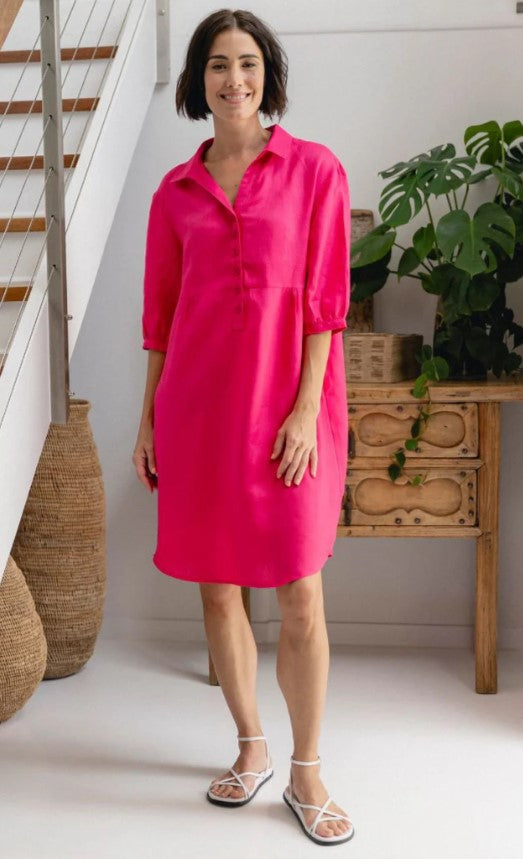 Hot pink buttoned dress