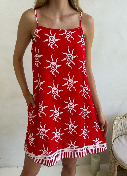 Mykonas red mini dress