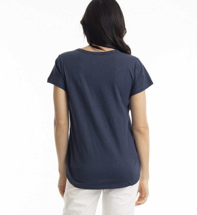 essential navy round tee