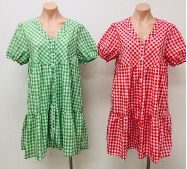 red check gingham dress