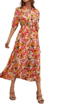 Orange/pink pretty floral dress