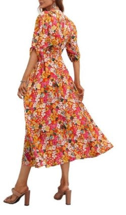 Orange/pink pretty floral dress