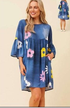 Flower power blue dress