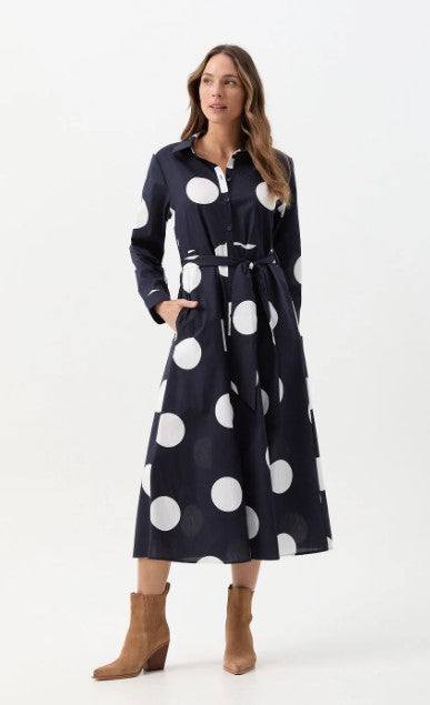 GC spot cotton Navy dress