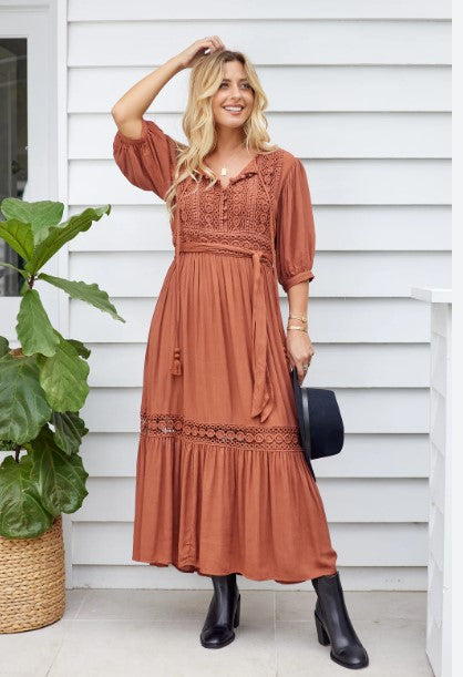 Maxi Lace dress Chocolate vintage