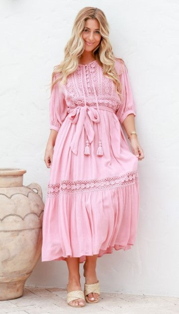 Maxi lace Dress Musk